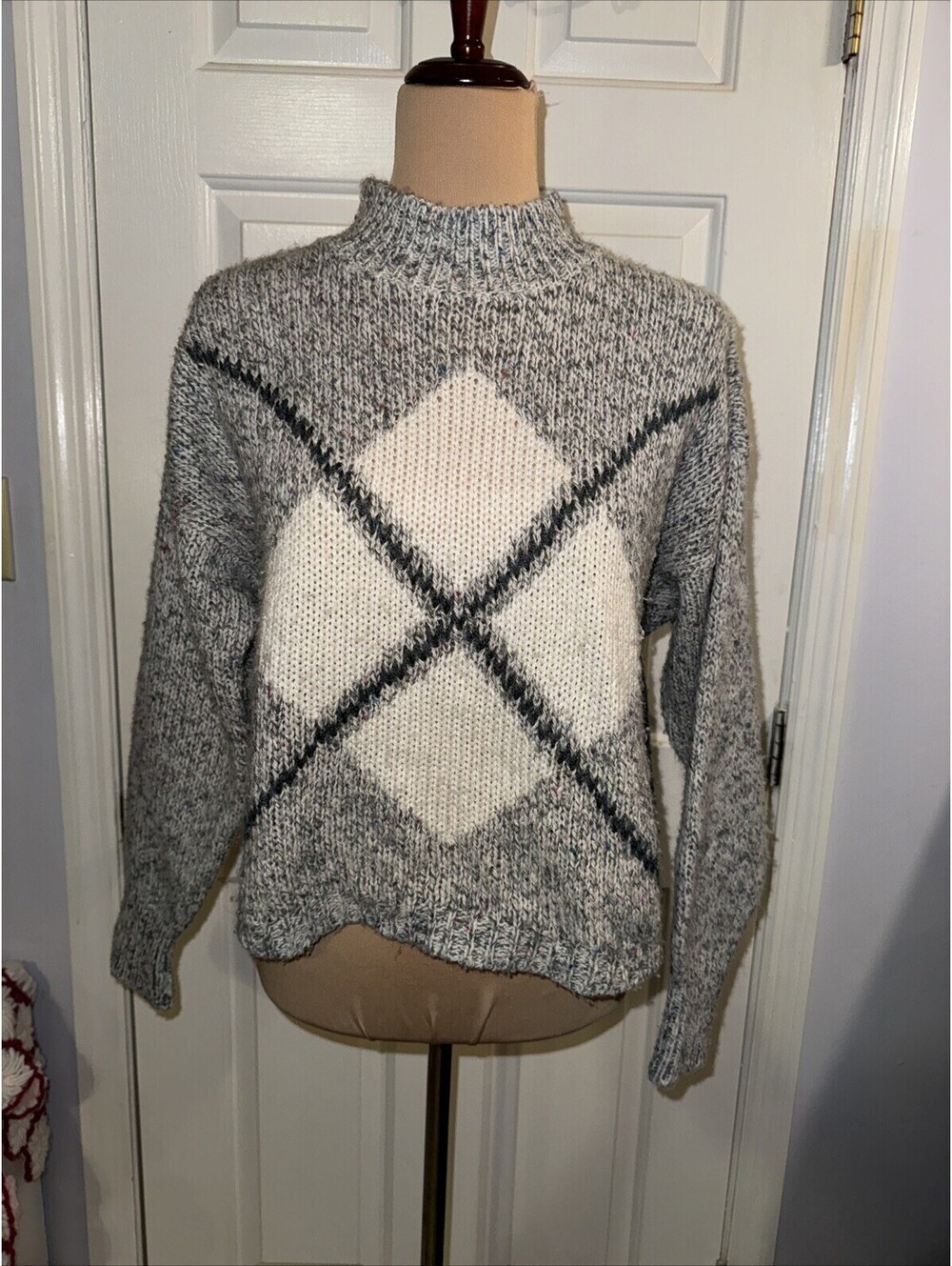 Vintage Reference Point by Dray Chunky Sweater Cowl Neck Pastel Women's Large